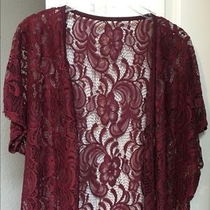 She+Sky brand; maroon colored lace medium kimono